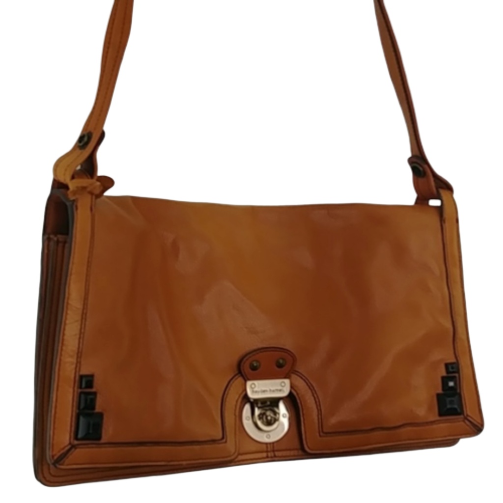 Hayden Cognac Leather Harnett Satchel Bag
